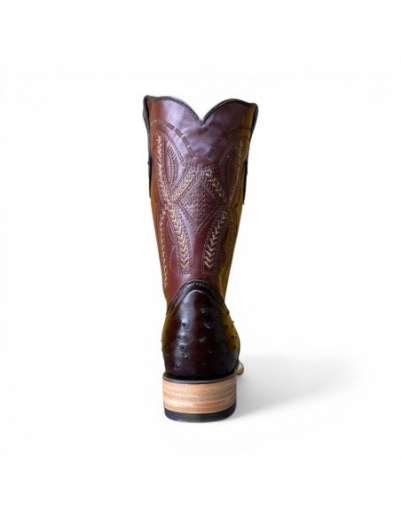 Bota Vaquera de Caballero Horma Rodeo Avestruz Café