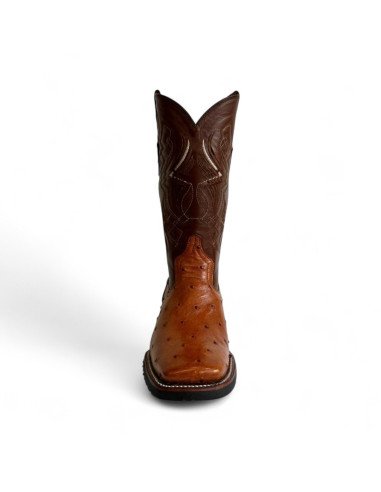 Bota Vaquera de Caballero Horma Rodeo Avestruz Cognac