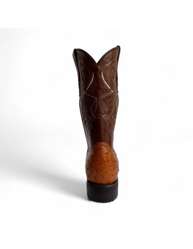 Bota Vaquera de Caballero Horma Rodeo Avestruz Cognac