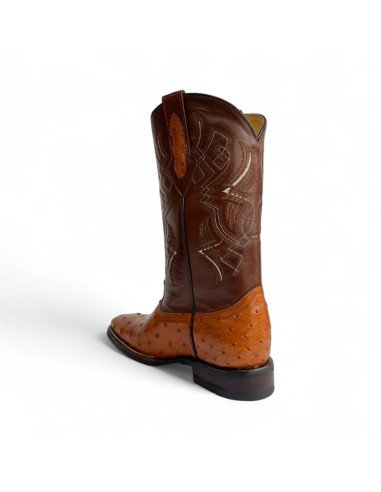 Bota Vaquera de Caballero Horma Rodeo Avestruz Cognac