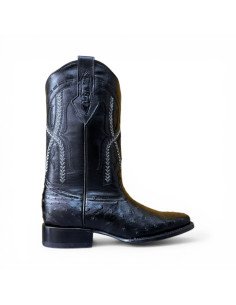Botas Vaqueras de Caballero Horma Rodeo Avestruz Negro 2