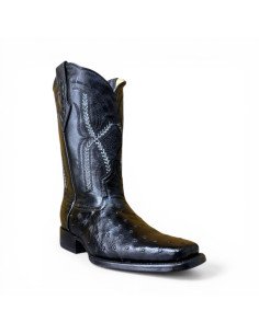 Botas Vaqueras de Caballero Horma Rodeo Avestruz Negro