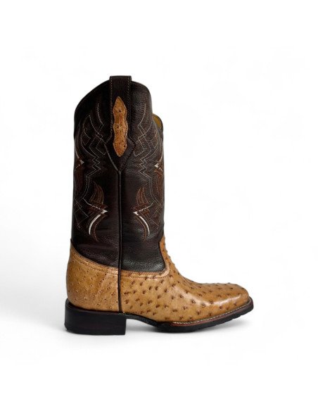 Bota Vaquera de Caballero Horma Rodeo Avestruz Umber