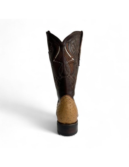 Bota Vaquera de Caballero Horma Rodeo Avestruz Umber