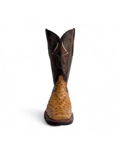 Bota Vaquera de Caballero Horma Rodeo Avestruz Umber