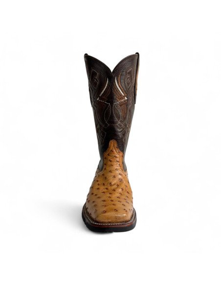 Bota Vaquera de Caballero Horma Rodeo Avestruz Umber