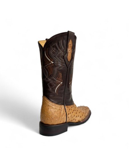 Bota Vaquera de Caballero Horma Rodeo Avestruz Umber