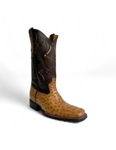 Bota Vaquera de Caballero Horma Rodeo Avestruz Umber