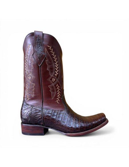 Bota Vaquera de Caballero Horma Dubai Caimán Belly Tabaco
