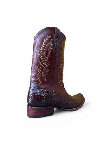Bota Vaquera de Caballero Horma Dubai Caimán Belly Tabaco