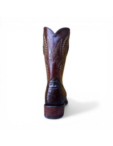 Bota Vaquera de Caballero Horma Dubai Caimán Belly Tabaco