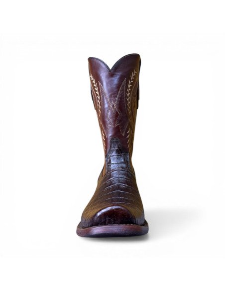 Bota Vaquera de Caballero Horma Dubai Caimán Belly Tabaco