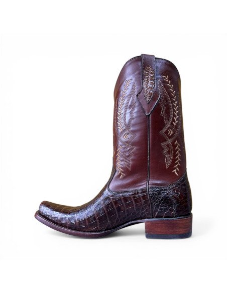 Bota Vaquera de Caballero Horma Dubai Caimán Belly Tabaco