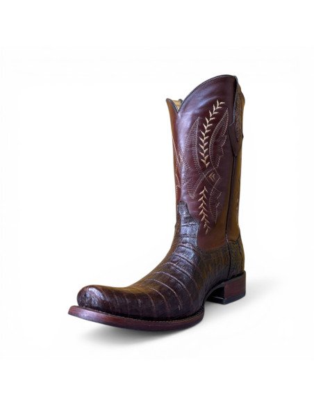 Bota Vaquera de Caballero Horma Dubai Caimán Belly Tabaco