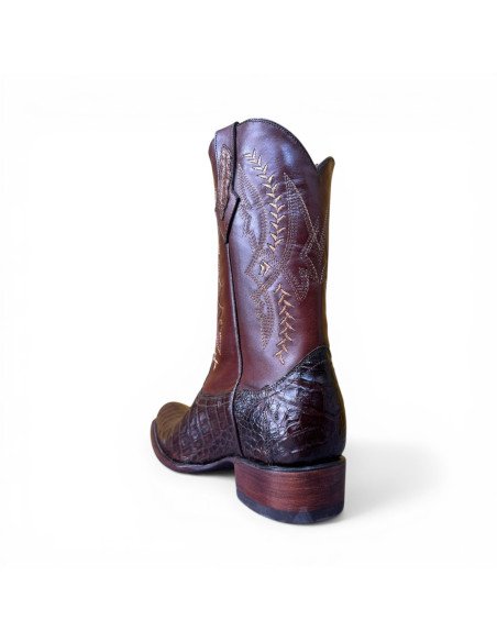 Bota Vaquera de Caballero Horma Dubai Caimán Belly Tabaco