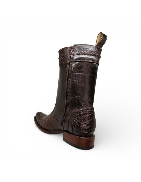 Bota de Caballero Estilo Monaco Horma Dubai Caimán Belly Tabaco