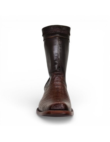 Bota de Caballero Estilo Monaco Horma Dubai Caimán Belly Tabaco