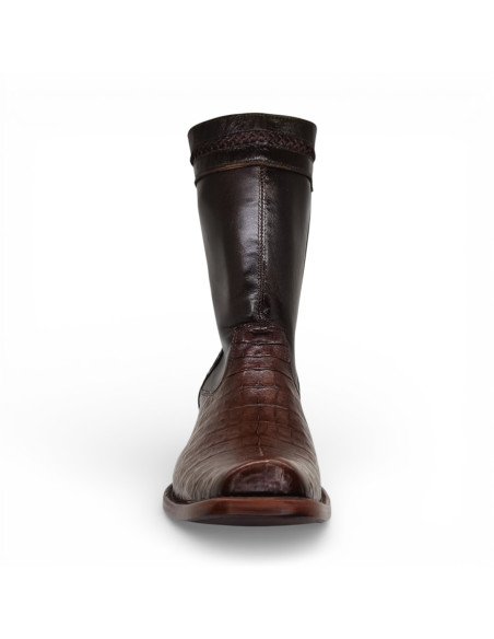 Bota de Caballero Estilo Monaco Horma Dubai Caimán Belly Tabaco