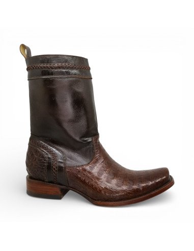 Bota de Caballero Estilo Monaco Horma Dubai Caimán Belly Tabaco
