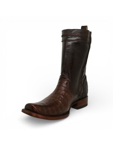 Bota de Caballero Estilo Monaco Horma Dubai Caimán Belly Tabaco