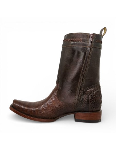 Bota de Caballero Estilo Monaco Horma Dubai Caimán Belly Tabaco