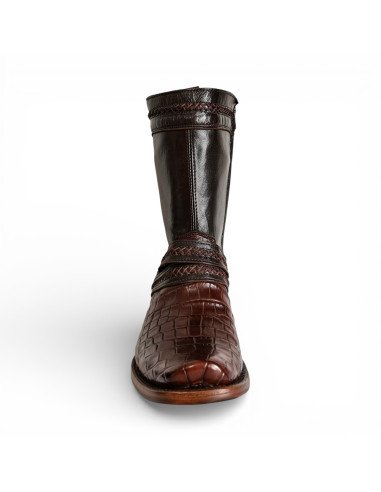 Bota de Caballero Estilo Monaco Látigos Horma Dubai Caimán Belly Tabaco
