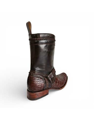Bota de Caballero Estilo Monaco Látigos Horma Dubai Caimán Belly Tabaco