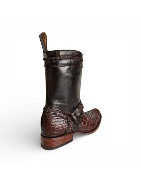 Bota de Caballero Estilo Monaco Látigos Horma Dubai Caimán Belly Tabaco