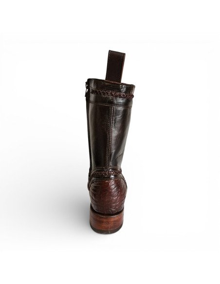 Bota de Caballero Estilo Monaco Látigos Horma Dubai Caimán Belly Tabaco
