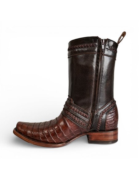 Bota de Caballero Estilo Monaco Látigos Horma Dubai Caimán Belly Tabaco