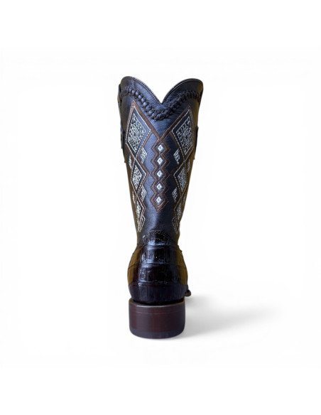 Bota Vaquera de Caballero Horma Oval Caimán Back Moka
