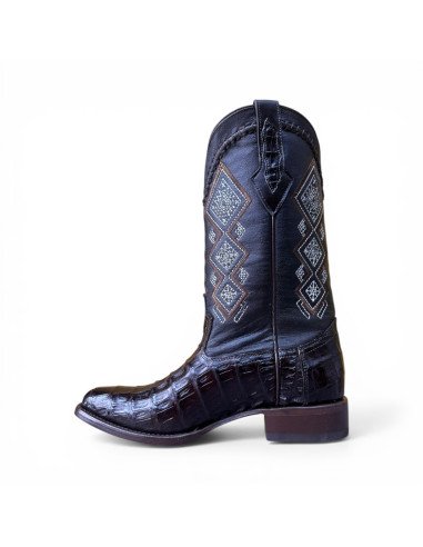 Bota Vaquera de Caballero Horma Oval Caimán Back Moka