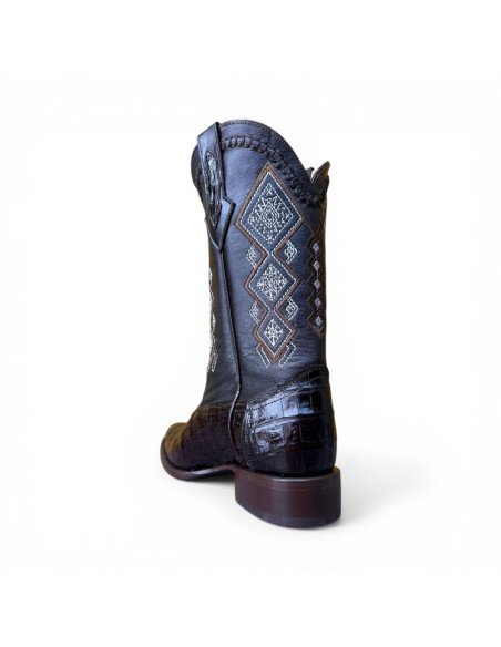 Bota Vaquera de Caballero Horma Oval Caimán Back Moka