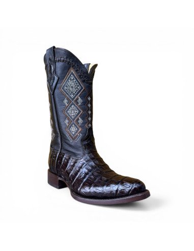 Bota Vaquera de Caballero Horma Oval Caimán Back Moka