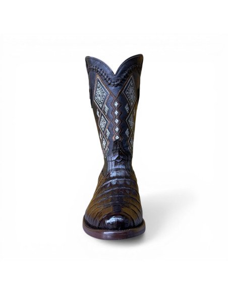 Bota Vaquera de Caballero Horma Oval Caimán Back Moka