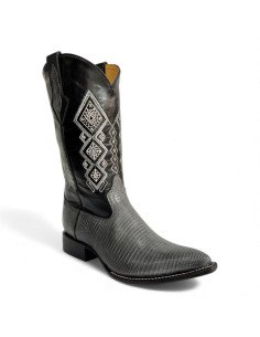 Bota Vaquera de Caballero Horma Puntal Lizard Gris Oxford