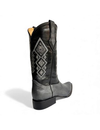 Bota Vaquera de Caballero Horma Puntal Lizard Gris Oxford