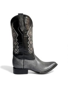 Bota Vaquera de Caballero Horma Puntal Lizard Gris Oxford 2