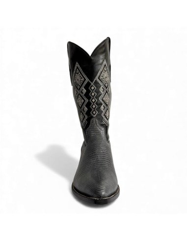 Bota Vaquera de Caballero Horma Puntal Lizard Gris Oxford