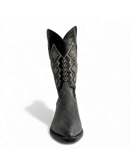 Bota Vaquera de Caballero Horma Puntal Lizard Gris Oxford