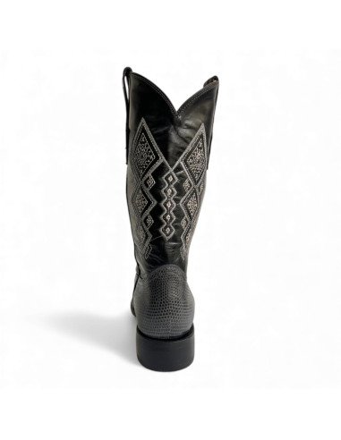 Bota Vaquera de Caballero Horma Puntal Lizard Gris Oxford
