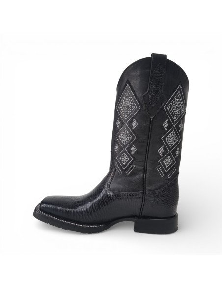 Bota Vaquera de Caballero Horma Rodeo Lizard Negro