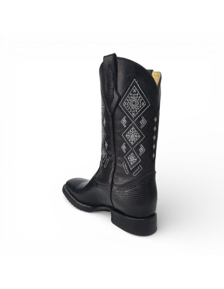 Bota Vaquera de Caballero Horma Rodeo Lizard Negro