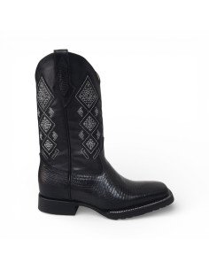 Bota Vaquera de Caballero Horma Rodeo Lizard Negro 2