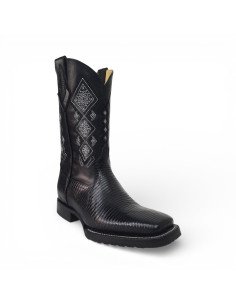 Bota Vaquera de Caballero Horma Rodeo Lizard Negro