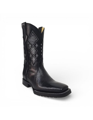 Bota Vaquera de Caballero Horma Rodeo Lizard Negro