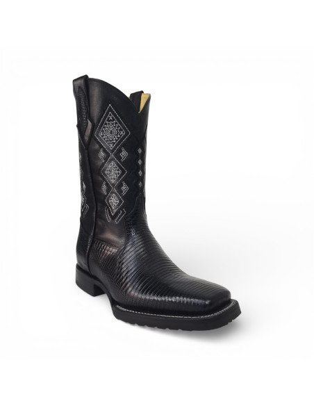 Bota Vaquera de Caballero Horma Rodeo Lizard Negro