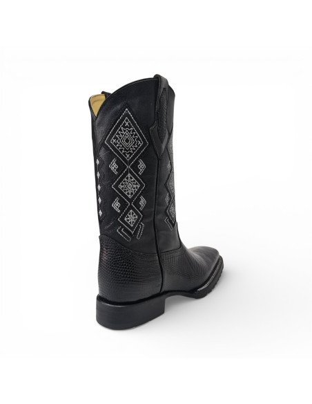 Bota Vaquera de Caballero Horma Rodeo Lizard Negro