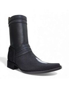 Bota de Caballero Estilo Monaco Látigos Horma Holanda Mantarraya Macho Negro