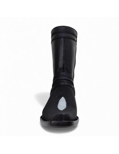 Bota de Caballero Estilo Monaco Látigos Horma Holanda Mantarraya Macho Negro